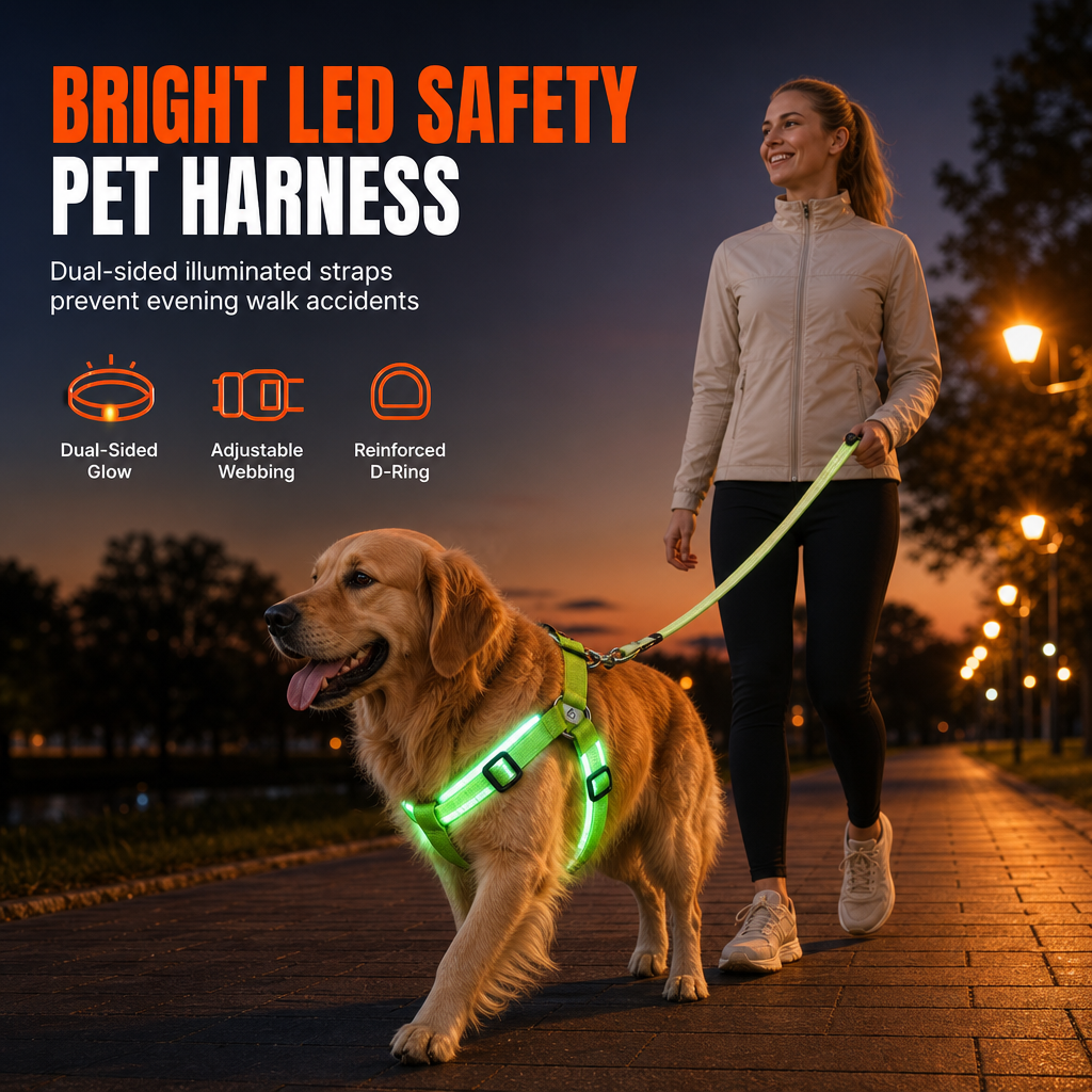 🥳2026 HOT SALE💞50K+ SOLD!✨ Adjustable LED Dog Harness Luminous Flashing Pet Chest Strap