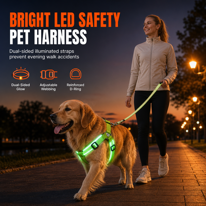 🥳2026 HOT SALE💞50K+ SOLD!✨ Adjustable LED Dog Harness Luminous Flashing Pet Chest Strap