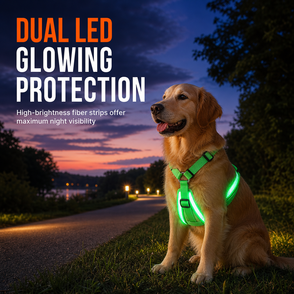 🥳2026 HOT SALE💞50K+ SOLD!✨ Adjustable LED Dog Harness Luminous Flashing Pet Chest Strap