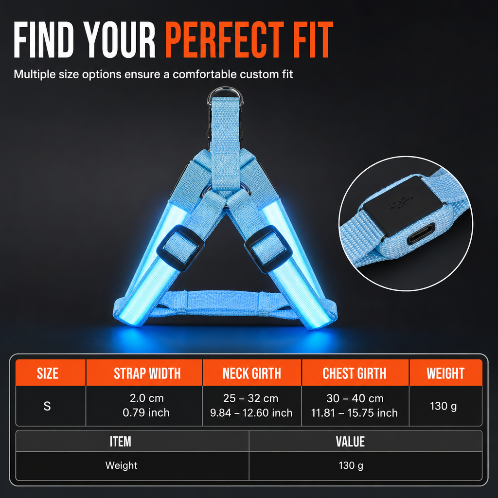 🥳2026 HOT SALE💞50K+ SOLD!✨ Adjustable LED Dog Harness Luminous Flashing Pet Chest Strap