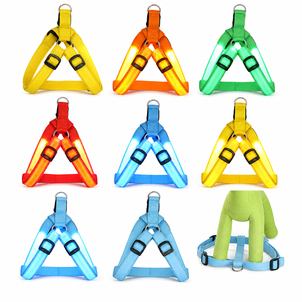 🥳2026 HOT SALE💞50K+ SOLD!✨ Adjustable LED Dog Harness Luminous Flashing Pet Chest Strap