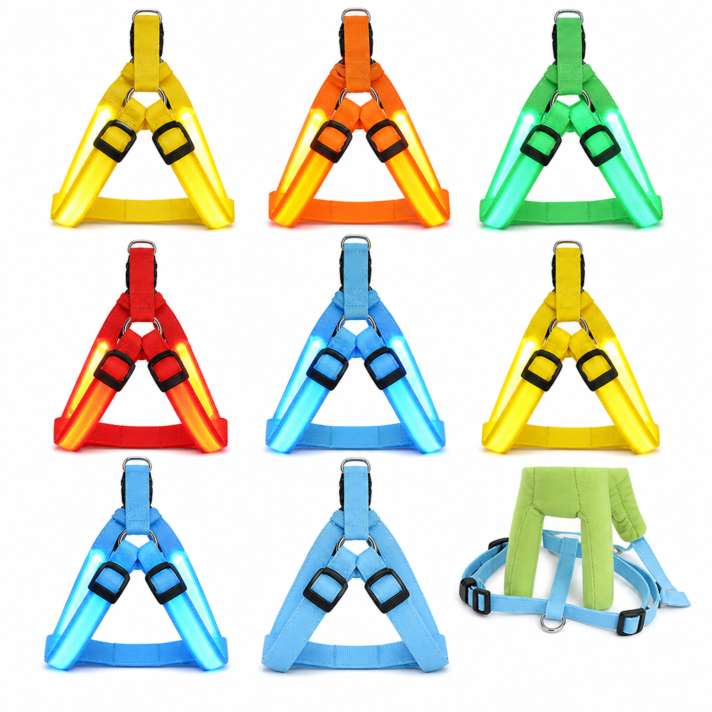 🥳2026 HOT SALE💞50K+ SOLD!✨ Adjustable LED Dog Harness Luminous Flashing Pet Chest Strap