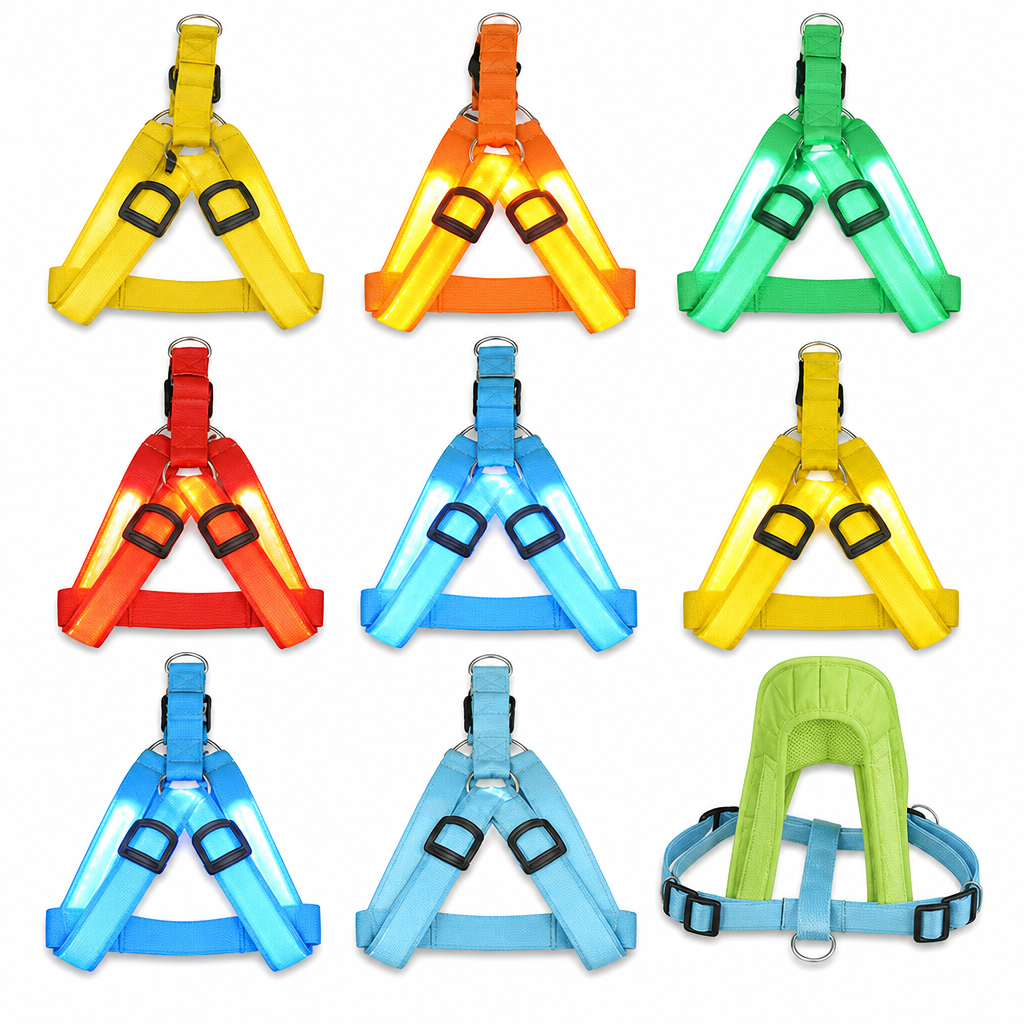 🥳2026 HOT SALE💞50K+ SOLD!✨ Adjustable LED Dog Harness Luminous Flashing Pet Chest Strap