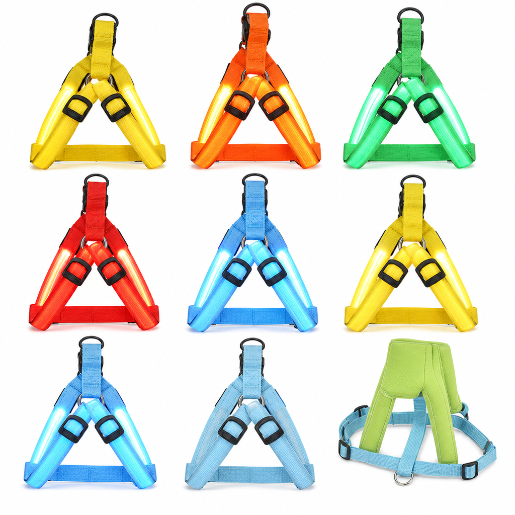 🥳2026 HOT SALE💞50K+ SOLD!✨ Adjustable LED Dog Harness Luminous Flashing Pet Chest Strap