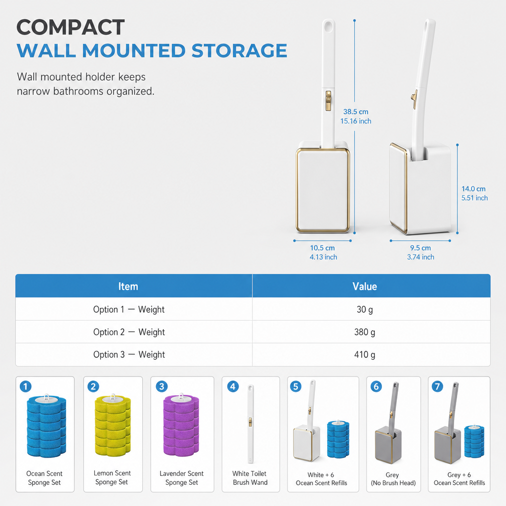🔥50% OFF!!📢🚽 Wall-Mounted Disposable Toilet Brush Set – Dissolvable Scented Refill Heads, Keep Bathroom Cleaning Tidier & More Convenient ✨