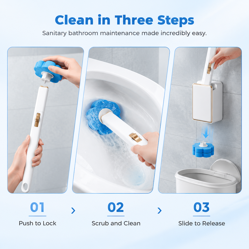 🔥50% OFF!!📢🚽 Wall-Mounted Disposable Toilet Brush Set – Dissolvable Scented Refill Heads, Keep Bathroom Cleaning Tidier & More Convenient ✨