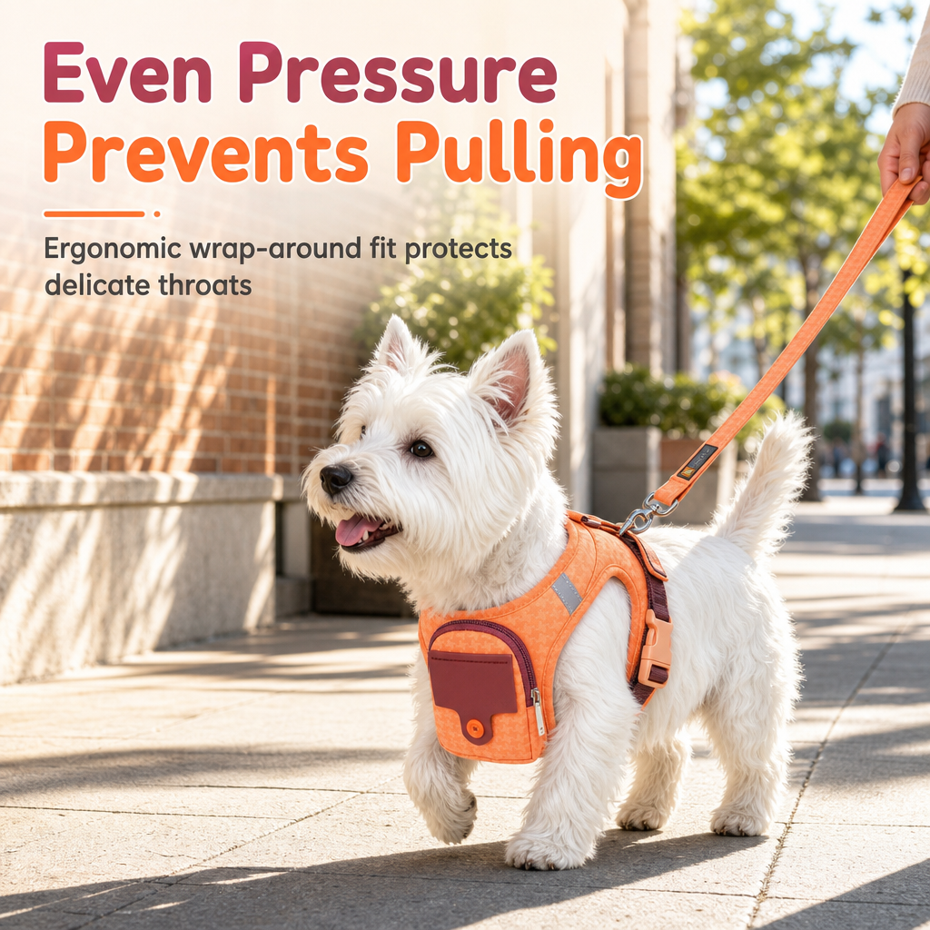 Escape Proof Dog Harness and Leash Set Vest Style Adjustable Chest Harness with 1.5m Leash for Small and Medium Dogs