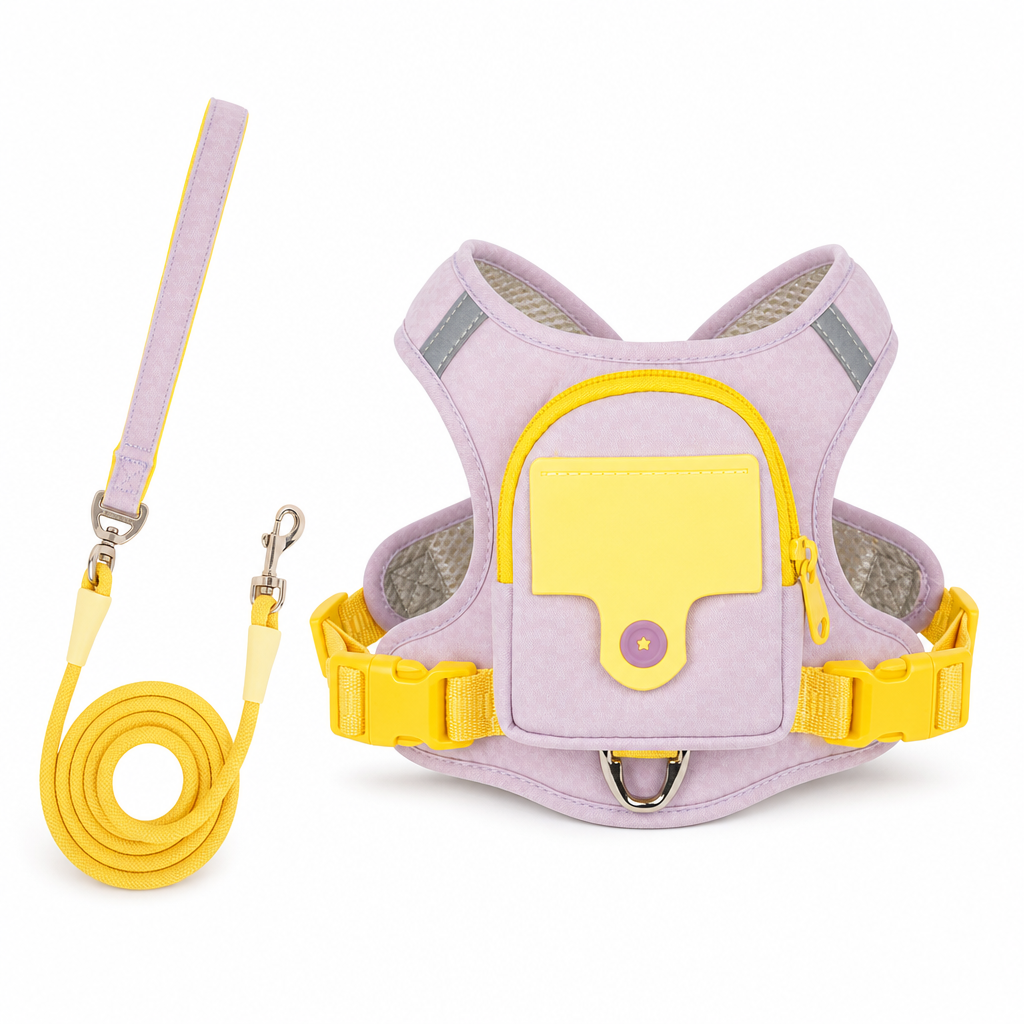 Escape Proof Dog Harness and Leash Set Vest Style Adjustable Chest Harness with 1.5m Leash for Small and Medium Dogs