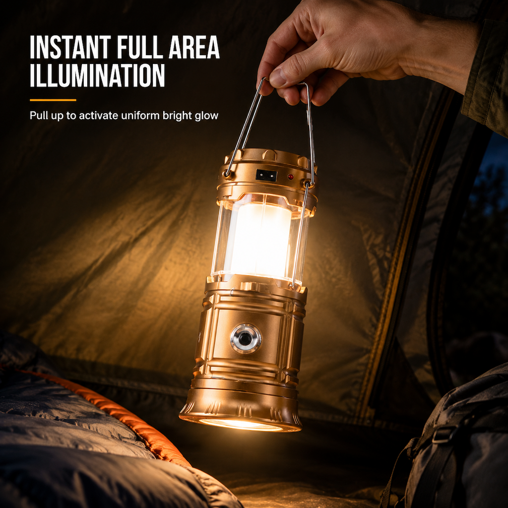 Portable Solar LED Camping Lantern for Outdoor and Emergency Use