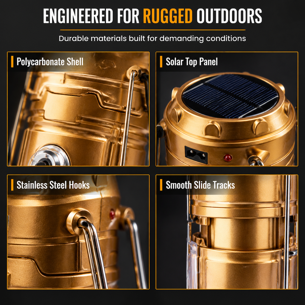 Portable Solar LED Camping Lantern for Outdoor and Emergency Use