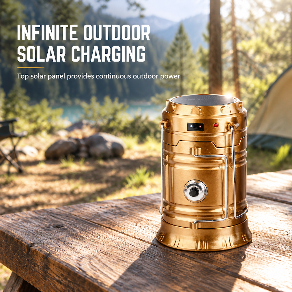 Portable Solar LED Camping Lantern for Outdoor and Emergency Use