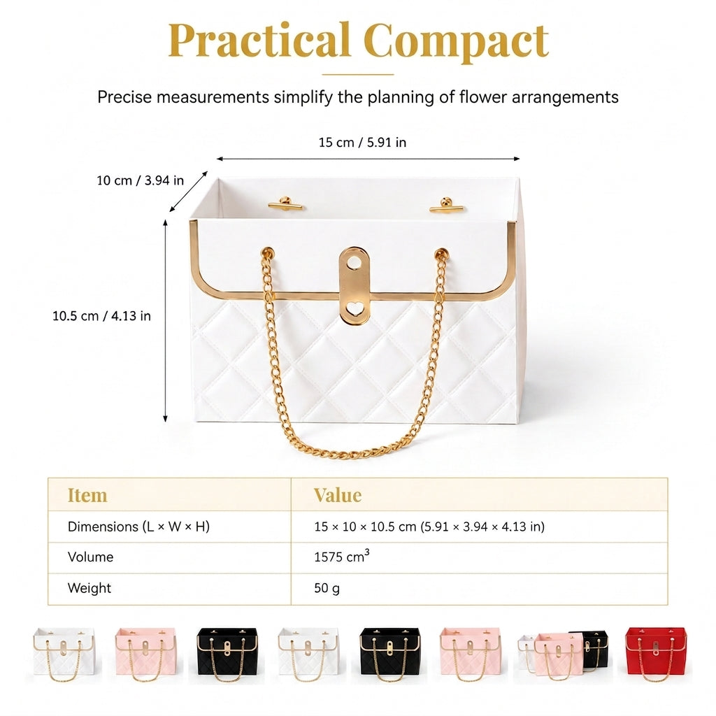 💐 LIMITED-TIME 50% OFF! ✨ Embossed Bouquet Gift Bag – Sturdy Cardboard, Chain Handle, Elegant Packaging 🎁