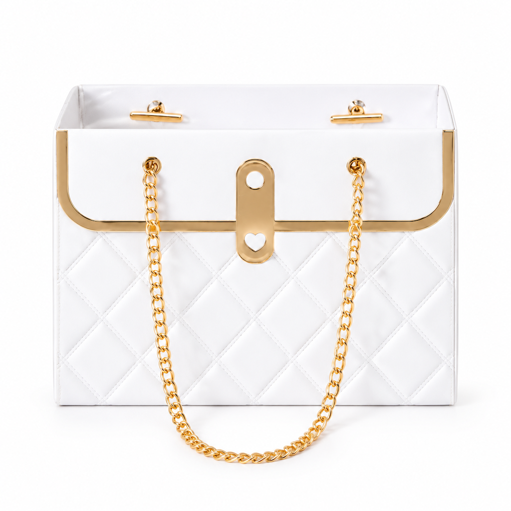 💐 LIMITED-TIME 50% OFF! ✨ Embossed Bouquet Gift Bag – Sturdy Cardboard, Chain Handle, Elegant Packaging 🎁