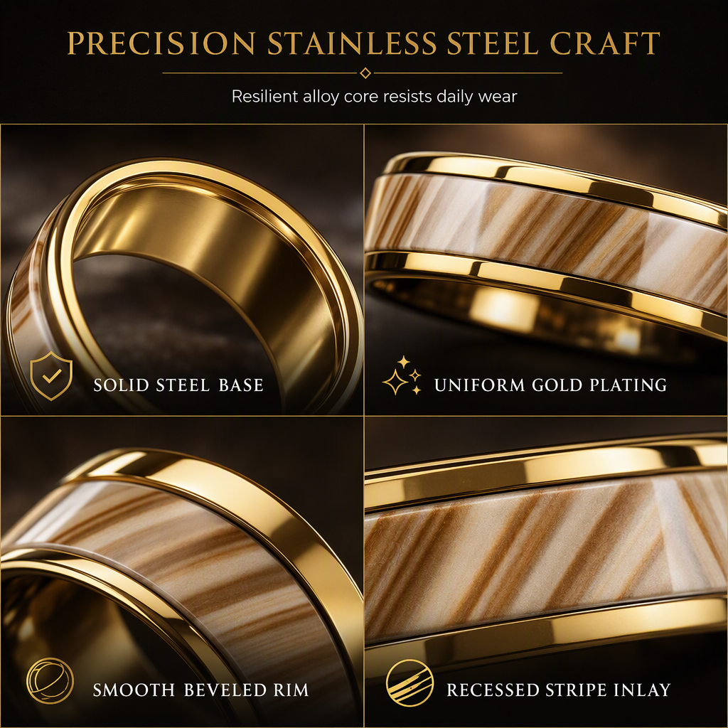 📢📢 50% OFF💎Stainless Steel Enamel Stripe Ring – Trendy Unisex Couple Band for Everyday Style