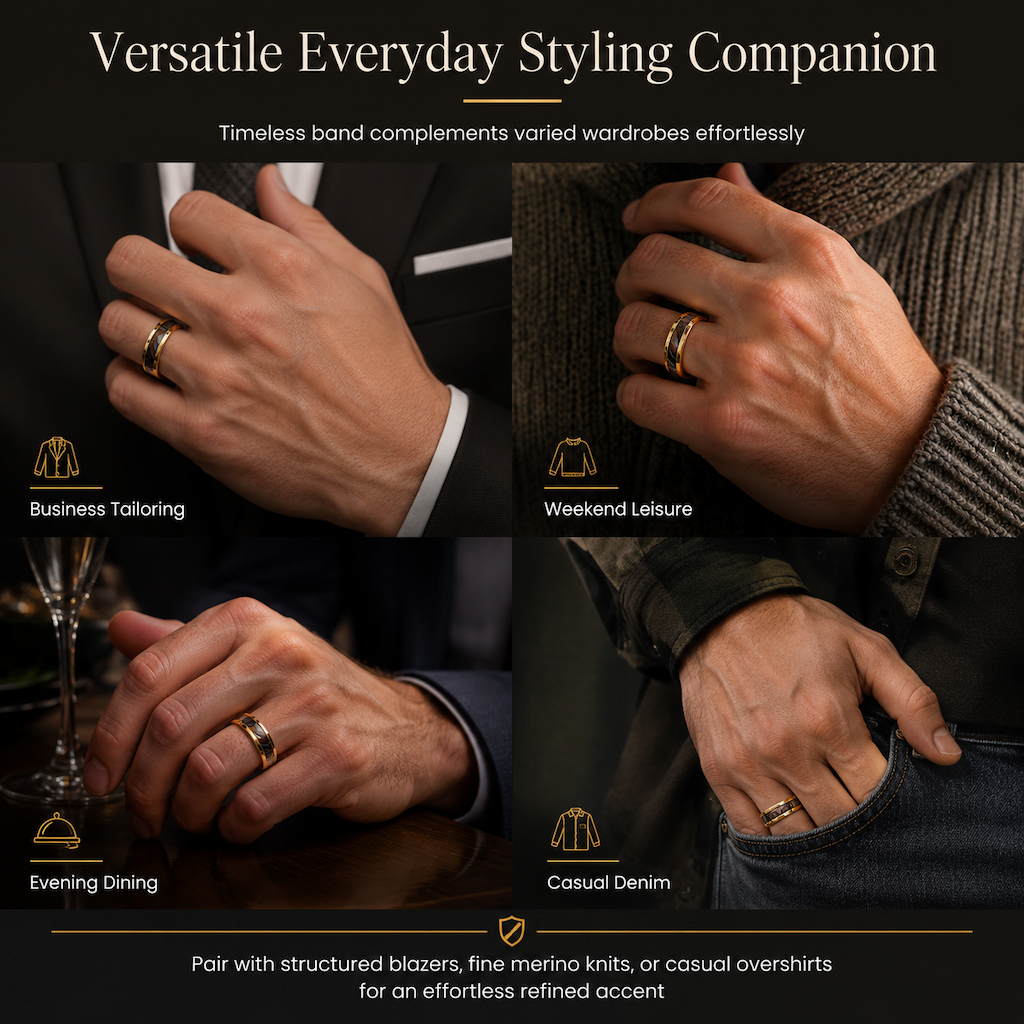 📢📢 50% OFF💎Stainless Steel Enamel Stripe Ring – Trendy Unisex Couple Band for Everyday Style