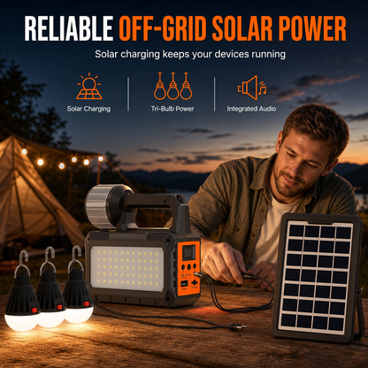 Portable Solar Emergency Radio with Bluetooth Speaker Flashlight and 5V Charging