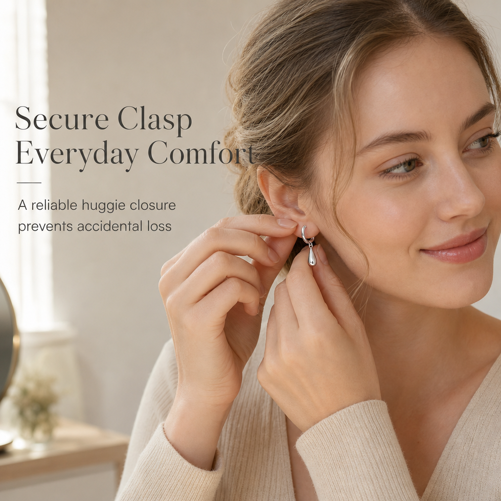 Minimalist Water Drop Circle Hoop Earrings for Women Elegant Huggie Earrings 1 Pair
