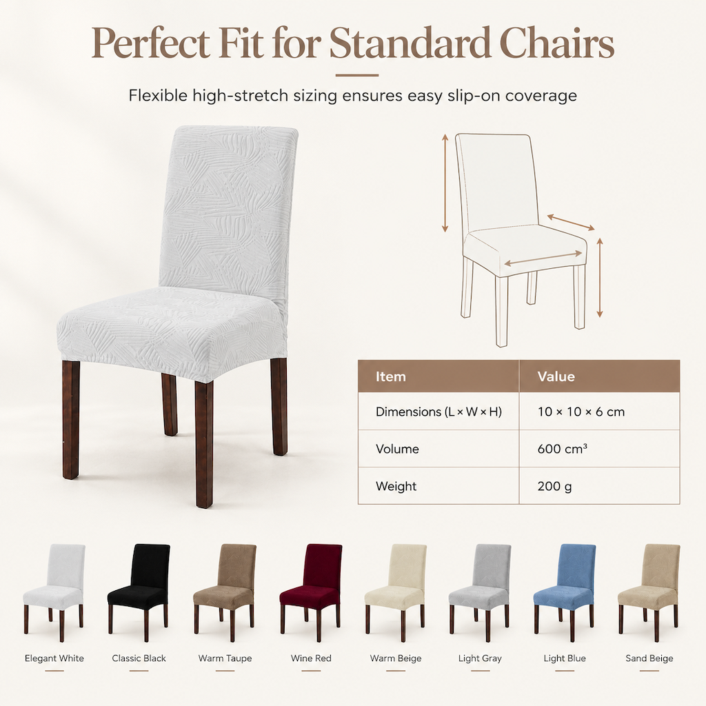 Waterproof Mid Back Dining Chair Slipcover with Pine Leaf Pattern Stain and Scratch Resistant Chair Protector