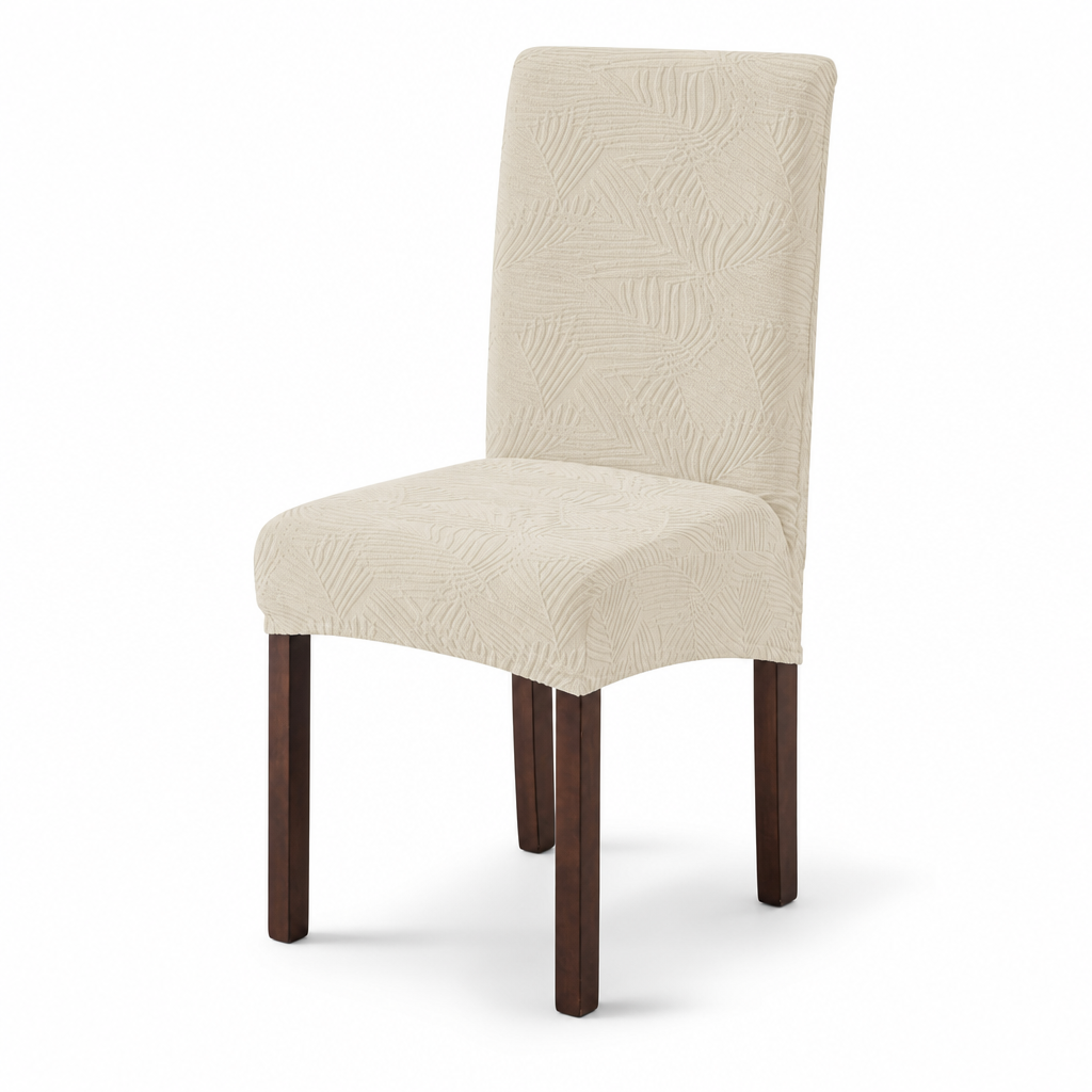 Waterproof Mid Back Dining Chair Slipcover with Pine Leaf Pattern Stain and Scratch Resistant Chair Protector