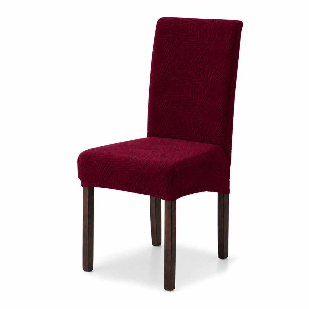 Waterproof Mid Back Dining Chair Slipcover with Pine Leaf Pattern Stain and Scratch Resistant Chair Protector