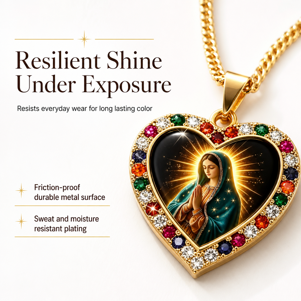 💖 50% OFF! ✨ Vintage Sacred Heart Virgin Mary Portrait Pendant Necklace – Finely Detailed Holy Cameo Graphic, Vibrant Sparkling Rhinestone Halo, Hypoallergenic Long-Lasting Luster & Comfortable Adjustable Chain – 1 Color 🌟