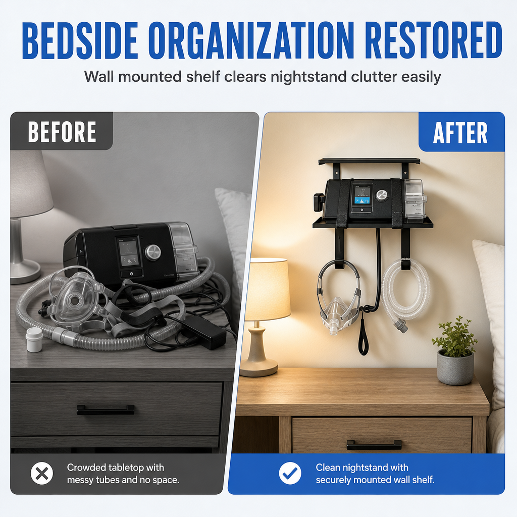 🔥50% OFF!!📢🩺 Wall-Mounted CPAP Hose Holder & Mask Organiser – Keep Tubing Tidy & Within Reach, Compatible With Many CPAP Setups ✨