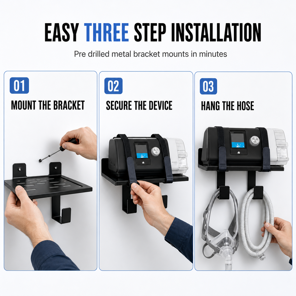 🔥50% OFF!!📢🩺 Wall-Mounted CPAP Hose Holder & Mask Organiser – Keep Tubing Tidy & Within Reach, Compatible With Many CPAP Setups ✨