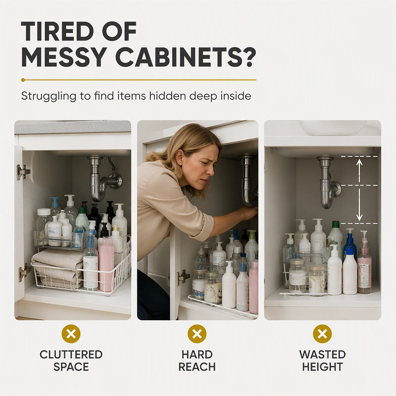 🔥50% OFF!!📢🚰 Multi-Tier Under-Sink Organiser – Maximise Cabinet Space & Keep Cleaning Essentials Tidy ✨