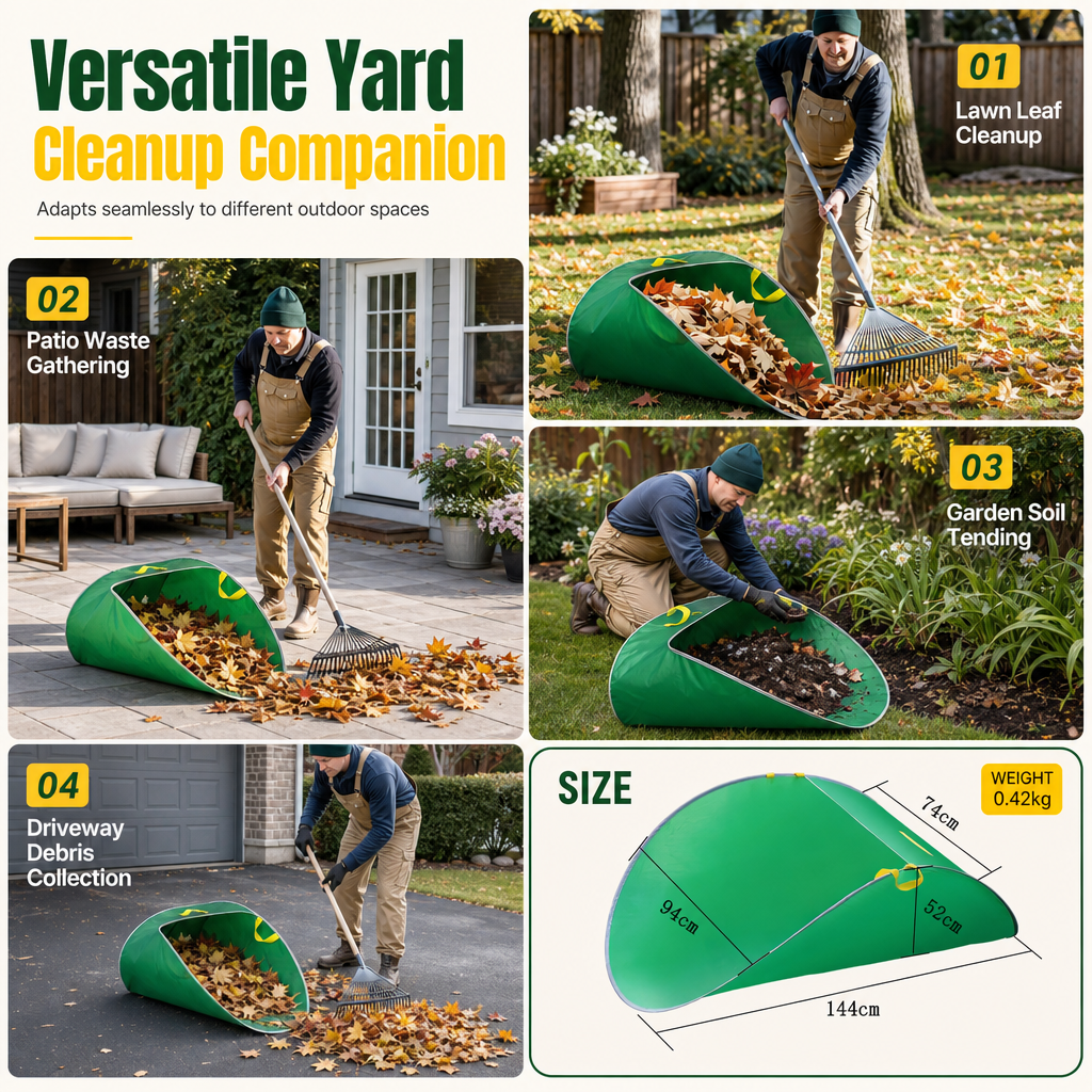 Portable Pop Up Leaf Collector and Reusable Yard Garden Waste Bag