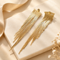 Gold Long Tassel Dangle Earrings Statement Irregular Beveled Drop Earrings for Women 1 Pair