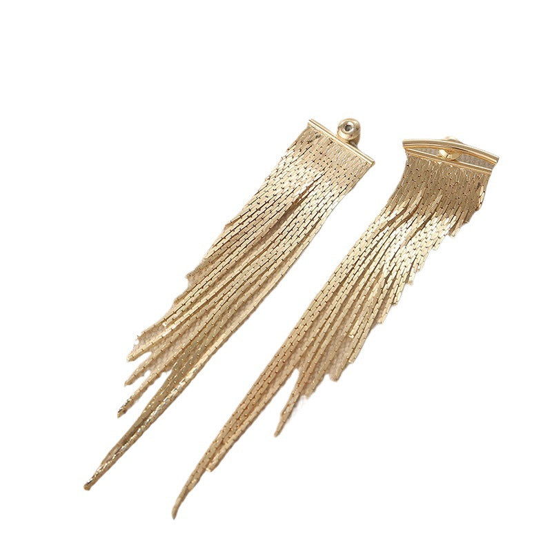 Gold Long Tassel Dangle Earrings Statement Irregular Beveled Drop Earrings for Women 1 Pair