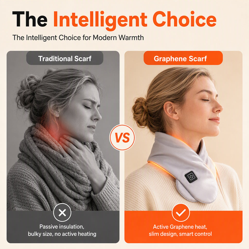 📢📢50% OFF !! ⏰Electric Heated Neck Wrap Rechargeable Graphene Heating Neck Scarf with Massage for Cervical Spine Warmth and Support