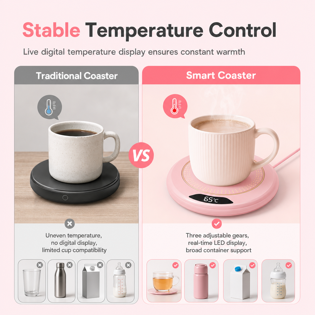 ☕🍫 Electric Coffee Mug Warmer with 3-Temp Settings