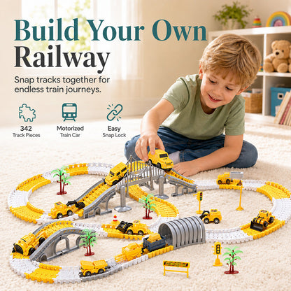 📢📢 50% OFF🏡DIY Electric Track Car & Construction Vehicle Toy Set – Build-Your-Own Racing Tracks for Kids