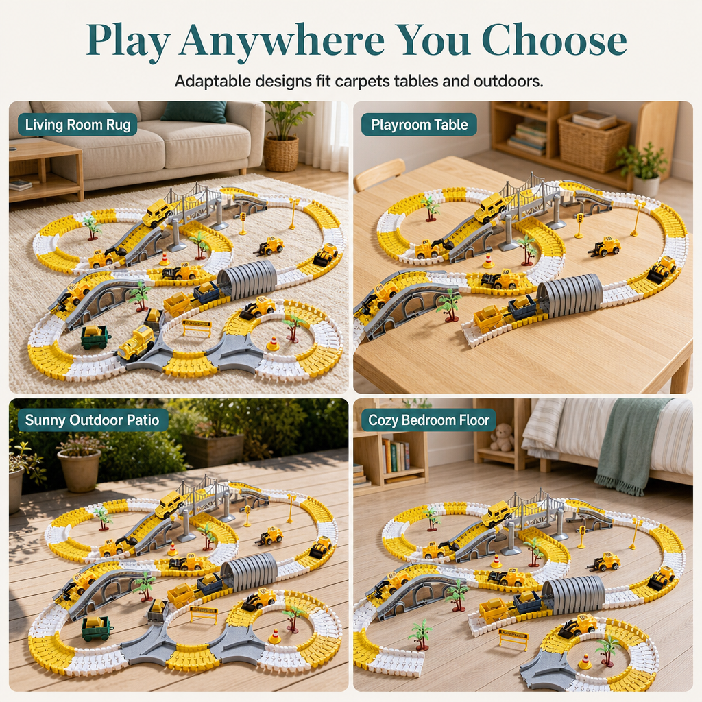 📢📢 50% OFF🏡DIY Electric Track Car & Construction Vehicle Toy Set – Build-Your-Own Racing Tracks for Kids