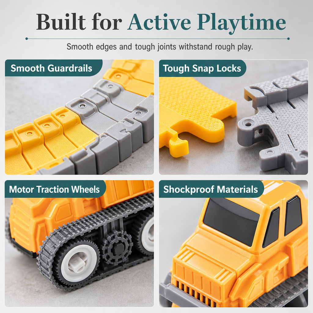 📢📢 50% OFF🏡DIY Electric Track Car & Construction Vehicle Toy Set – Build-Your-Own Racing Tracks for Kids
